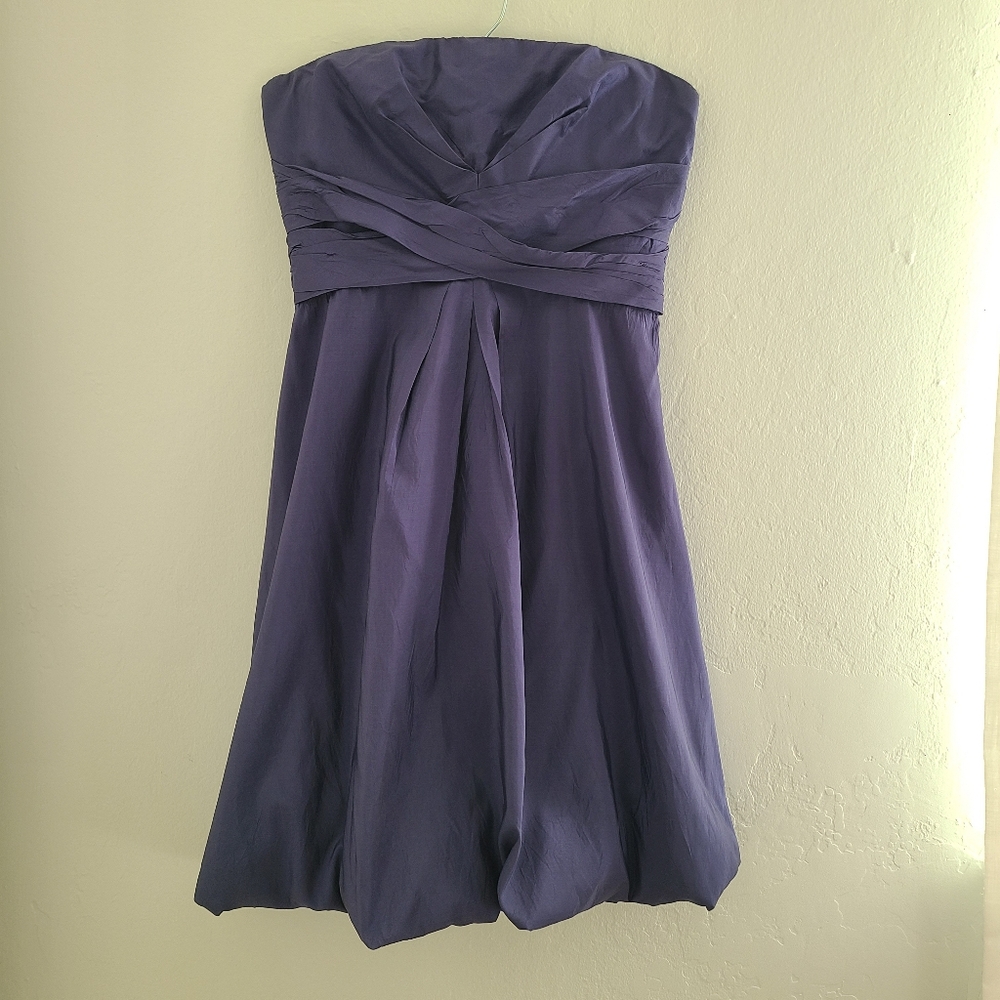 Donna Ricco navy strapless puff bubble hem dress
